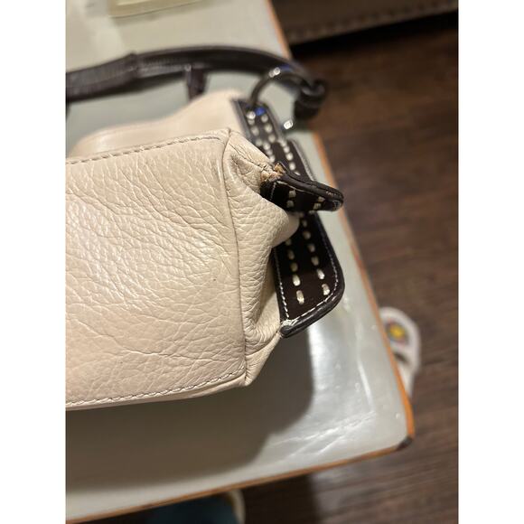 Vera Pelle Leather Cream and Brown Shoulder Bag Made in Italy - Picture 6 of 13